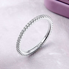 Load image into Gallery viewer, 925 Sterling Silver Platinum Plated CZ Pavé Setting Ring Size 5.0 for Women
