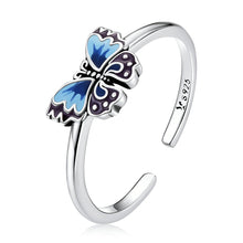 Load image into Gallery viewer, 925 Sterling Silver Enamel Oxidized Silver Butterfly Rings