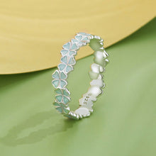 Load image into Gallery viewer, 925 Sterling Silver Enamel and Platinum Plated Ring Size 6 for Women