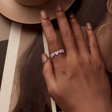 Load image into Gallery viewer, 925 Sterling Silver Enamel Platinum Plated Ring Size 6 for Women
