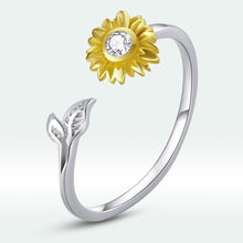 Load image into Gallery viewer, 925 Sterling Silver Ring with Pavé Setting CZ, 0.1cm Width, Flower Design for Women