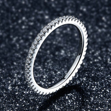 Load image into Gallery viewer, 925 Sterling Silver Platinum Plated CZ Pavé Setting Ring Size 5.0 for Women