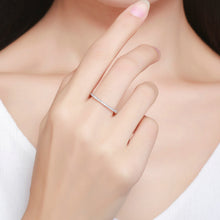 Load image into Gallery viewer, 925 Sterling Silver Platinum Plated CZ Pavé Setting Ring Size 5.0 for Women