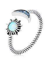 将图片加载到图库查看器,925 Sterling Silver Oxidized Silver Pavé Setting CZ Translucent Opal Ring