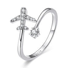Load image into Gallery viewer, 925 Sterling Silver Ring with CZ and Platinum Plated Finish