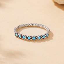 将图片加载到图库查看器,925 Sterling Silver Synthetic Turquoise Ring Size 6.0