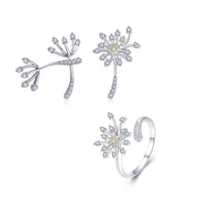 Load image into Gallery viewer, 925 Sterling Silver Ring with Plated Platinum and Pavé Setting CZ