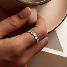 Load image into Gallery viewer, 925 Sterling Silver Enamel and Platinum Plated Ring Size 6 for Women