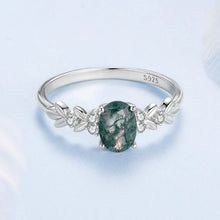 Load image into Gallery viewer, 925 Sterling Silver Agate and CZ Pendant Ring Size 6 for Women