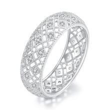 Load image into Gallery viewer, 925 Sterling Silver & Platinum Plated Pavé CZ Ring Size 6 for Women