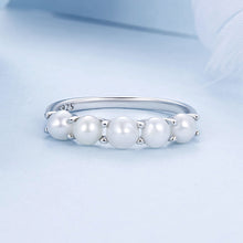 Load image into Gallery viewer, 925 Sterling Silver Natural Pearl Platinum Plated Ring Size 6.0 for Women