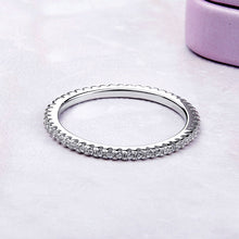 Load image into Gallery viewer, 925 Sterling Silver Platinum Plated CZ Pavé Setting Ring Size 5.0 for Women