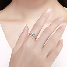 Load image into Gallery viewer, 925 Sterling Silver Ring with Plated Platinum and Pavé Setting CZ