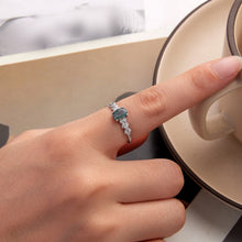 Load image into Gallery viewer, 925 Sterling Silver Agate and CZ Pendant Ring Size 6 for Women