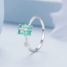 Load image into Gallery viewer, 925 Sterling Silver 1.40mm Width CZ & Glass Ring Size 6 for Women