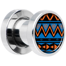 Load image into Gallery viewer, Blue Orange Tribal Print Steel Screw Fit Plug Set 2G