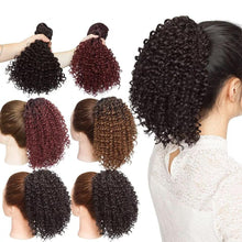 将图片加载到图库查看器,Drawstring Puff Ponytail Afro Kinky Curly Hair Extension Synthetic Clip in Pony Tail African American Hair Extension Short Kinky Curly Pineapple Pony Tail Clip in on Wrap Up-do Hair Extensions for African American Women