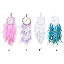 Load image into Gallery viewer, Dream Catcher Wall Decor with White Feathers Indian Style Dream-catcher Moon Handmade Wind Chimes Wall Ornament Girls Room Decoration Feather Dream Catcher For Kids Women Wedding Bohemian Wall Decor