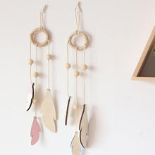 Load image into Gallery viewer, Dream Catchers with Golden Shining Lace & Bells Nordic Hollow Wooden Feather Hanging Ornaments For Baby Kids Room Wall Hanging Decorative Feathers Wedding Decorations Nursery Decor
