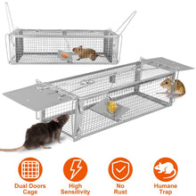 将图片加载到图库查看器,Dual Door Rat Trap Cage Humane with 2 Detachable U Shape Rod