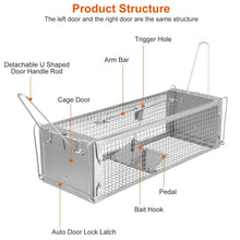 将图片加载到图库查看器,Dual Door Rat Trap Cage Humane with 2 Detachable U Shape Rod