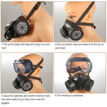 Load image into Gallery viewer, Dual Filter Cartridge Respirator Mask with Goggles