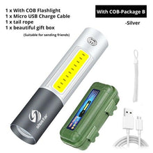 Load image into Gallery viewer, Dual Power LED Flashlight With Pure Beam Slide Focus Waterproof Rechargeable LED USB Telescopic Zoom Portable Flashlight For Night Lighting Night Riding Camping High-Powered Flash Lights