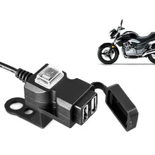 Load image into Gallery viewer, Dual USB Port 9-24V Waterproof Motorbike Motorcycle Handlebar Charger Adapter