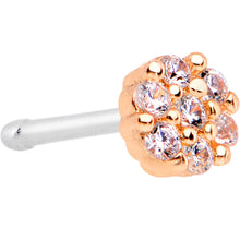 Load image into Gallery viewer, 20G 1/4 Clear CZ Gem Rose Gold Tone Cute Cluster Nose Bone