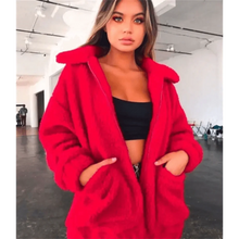 将图片加载到图库查看器,Durable Autumn Winter Faux Fur Coat For Women Casual Warm Soft Zipper Fur Jacket Plush Overcoat Pocket Plus Size Teddy Coat For Female
