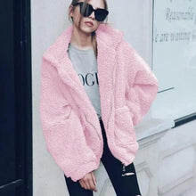 将图片加载到图库查看器,Durable Autumn Winter Faux Fur Coat For Women Casual Warm Soft Zipper Fur Jacket Plush Overcoat Pocket Plus Size Teddy Coat For Female