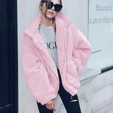 将图片加载到图库查看器,Durable Autumn Winter Faux Fur Coat For Women Casual Warm Soft Zipper Fur Jacket Plush Overcoat Pocket Plus Size Teddy Coat For Female