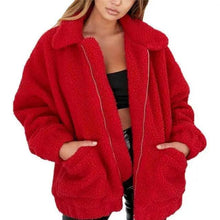 将图片加载到图库查看器,Durable Autumn Winter Faux Fur Coat For Women Casual Warm Soft Zipper Fur Jacket Plush Overcoat Pocket Plus Size Teddy Coat For Female