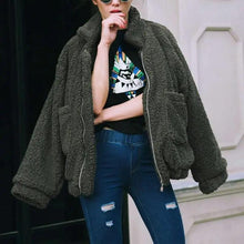将图片加载到图库查看器,Durable Autumn Winter Faux Fur Coat For Women Casual Warm Soft Zipper Fur Jacket Plush Overcoat Pocket Plus Size Teddy Coat For Female