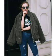 将图片加载到图库查看器,Durable Autumn Winter Faux Fur Coat For Women Casual Warm Soft Zipper Fur Jacket Plush Overcoat Pocket Plus Size Teddy Coat For Female