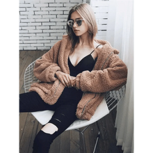 将图片加载到图库查看器,Durable Autumn Winter Faux Fur Coat For Women Casual Warm Soft Zipper Fur Jacket Plush Overcoat Pocket Plus Size Teddy Coat For Female