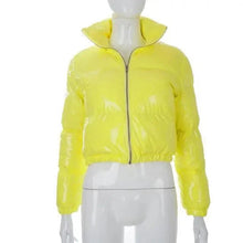 Load image into Gallery viewer, Durable Faux PU Leather Bubble Puffer Winter Warm Jacket Women Coats Long Sleeve Outerwear Zipper Casual Slim jacket