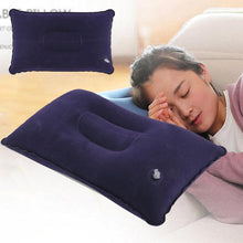 Load image into Gallery viewer, Durable Portable Fold Outdoor Travel Sleep Pillow Air Inflatable Cushion Break Travel Plane Hotel Rest Ultralight Inflatable PVC Nylon Air Pillow Sleep Cushion Travel Bedroom Hiking Beach Car Plane Head Rest Support Pillows Ultralight Inflatable Pillow