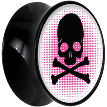 将图片加载到图库查看器,Black Acrylic Pink Black Skull Saddle Plug Set 5/8