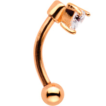 Load image into Gallery viewer, 5/16 Clear Heart CZ Gem Rose Gold IP Fashionista Curved Eyebrow Rook Earring