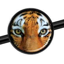 Load image into Gallery viewer, 14G Full Color Tiger Eyes Black Industrial Barbell 37mm