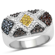 将图片加载到图库查看器,0.61 Carat Genuine Multi Diamond .925 Sterling Silver Ring