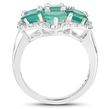 将图片加载到图库查看器,3.33 Carat Genuine Zambian Emerald and White Zircon .925 Sterling Silver Ring