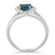 Load image into Gallery viewer, 14K White Gold 1-1/3 Cttw White & Blue Diamond Interweaving Double Halo Cocktail Statement Ring (G-H and Fancy Blue Color, SI2-I1 Clarity) - Size 6