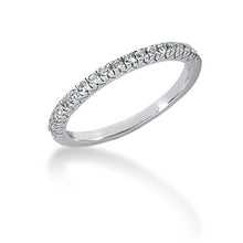 Load image into Gallery viewer, 14k White Gold Engraved Fishtail V Pave Diamond Wedding Ring Band
