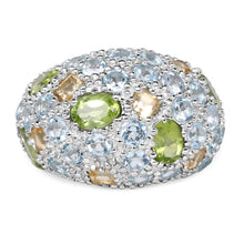 将图片加载到图库查看器,11.38 Carat Genuine Peridot, Citrine and Blue Topaz .925 Sterling Silver Ring