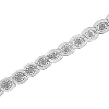 Load image into Gallery viewer, .925 Sterling Silver 1.0 cttw Miracle Set Diamond Spiraling Bezel Link Bracelet(I-J Color, I3 Clarity) -7.25"