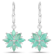 Load image into Gallery viewer, 2.92 Carat Genuine Emerald and White Diamond .925 Sterling Silver Earrings