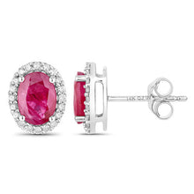 Load image into Gallery viewer, 1.96 Carat Genuine Ruby and White Diamond 14K White Gold Earrings