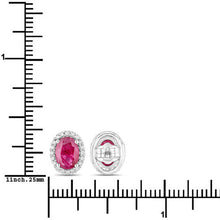 Load image into Gallery viewer, 1.96 Carat Genuine Ruby and White Diamond 14K White Gold Earrings